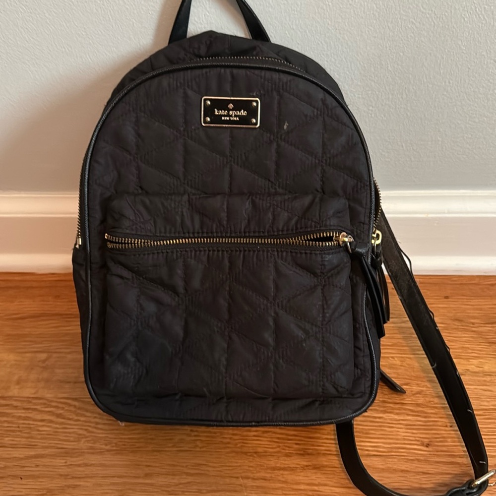 Kate Spade Mini Backpack- Black, quilted nylon